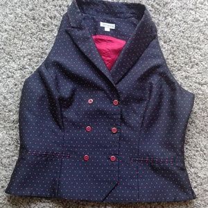 Fitted Black and Red Spotted Vest (Womens Size 6)